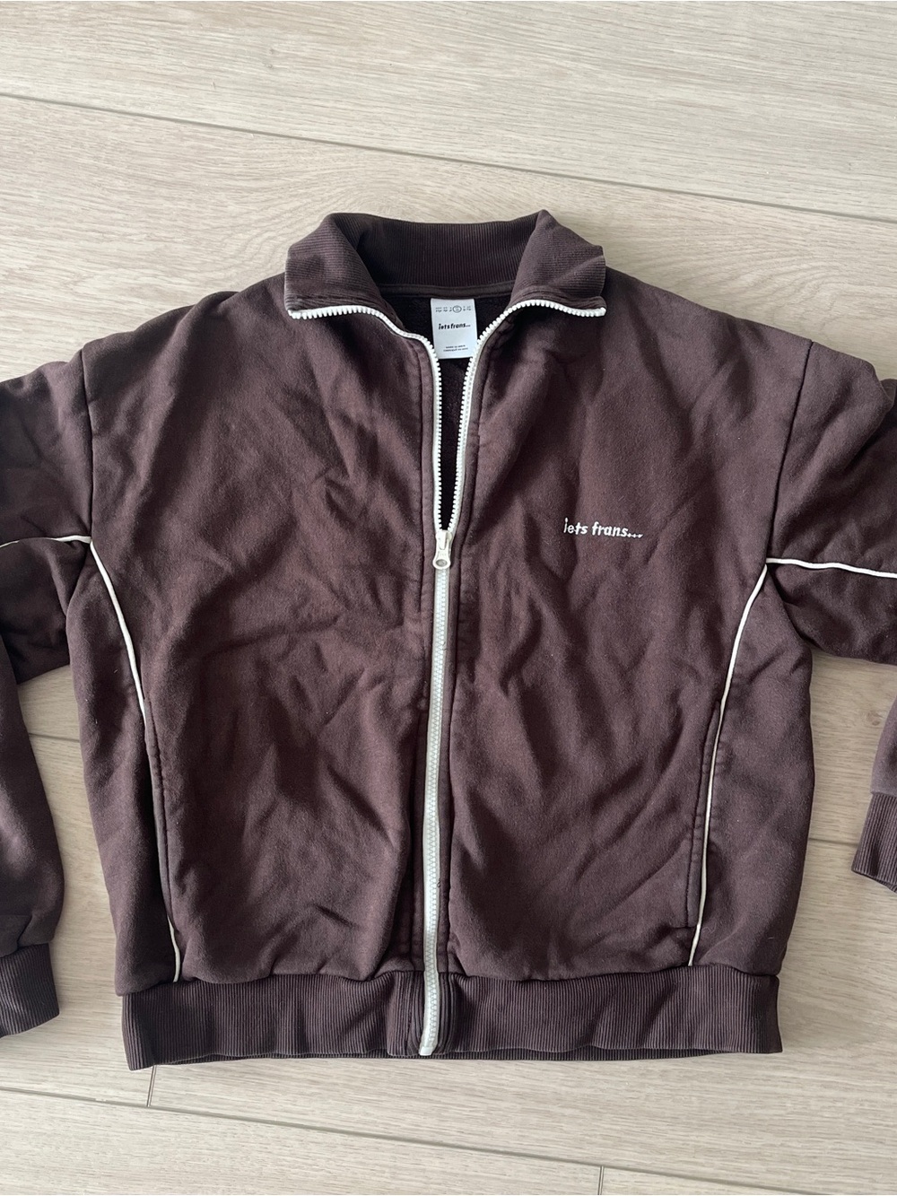 Jets Frans Brown Front Track Jacket with White Piping